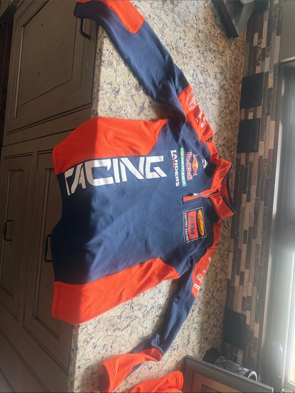 WOMENS KTM Racing Logo Quarter-Zip Pullover - Navy & Orange